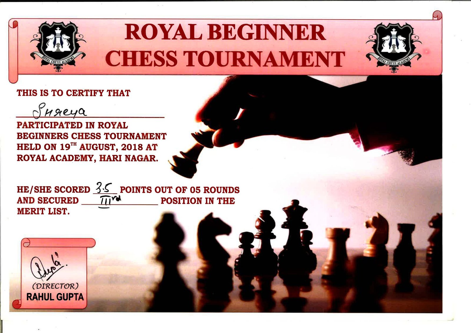 Royal Beginner Chess Tournament